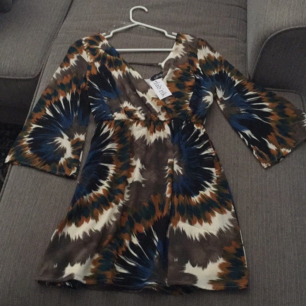 Multi colored bell sleeve dress new with tags!!